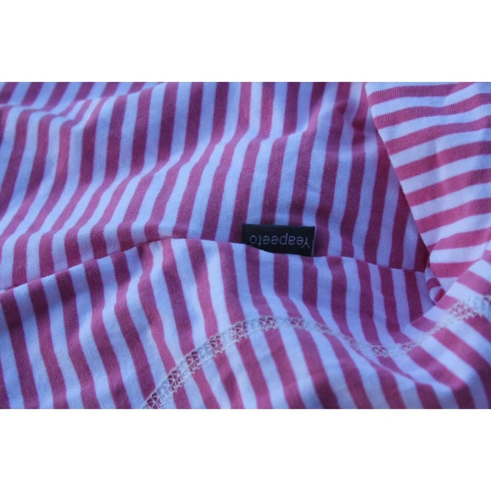 Yeapeeto Dog Post-Surgery Pink White Striped Full Body Suit Top Zip Size XL NWOT